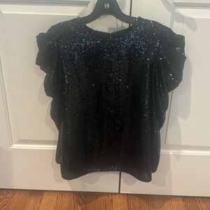 Something Navy black sequin long sleeve top. Lined
